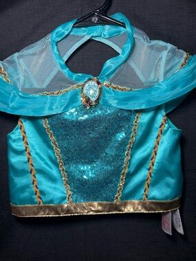 Disney Teal Sequin Princess Costume Top with Gold Trim
